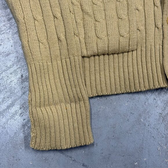 Vintage 1970s Sears Cable Knit Cardigan Sweater Yellow Medium - Picture 3 of 7